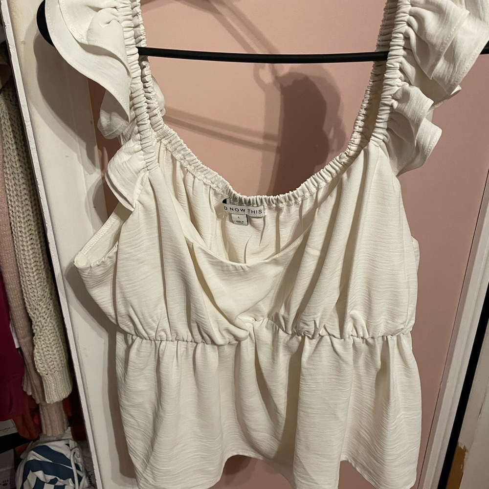 Cream Ruffled Smocked Blouse